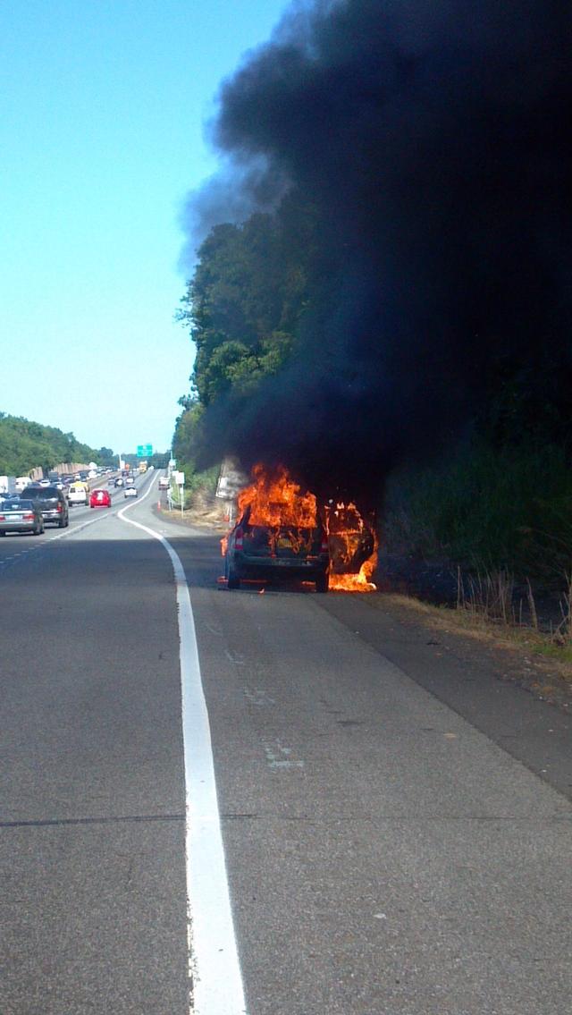 Car Fire, NYS Thruway, 7/2012.  Photo: Todd Giraudin